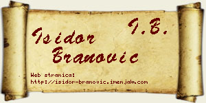 Isidor Branović vizit kartica